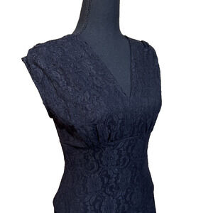 Vintage Mariage Lace Whimsygoth Maxi Dress Black Sz 6 Empire Waist Fairy Grunge